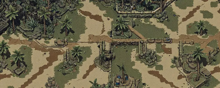 no humans, scenery, top down view, jungle, vietnam, dirt_road, centurion_tank,
