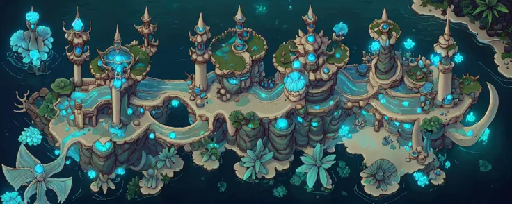 top down view, from above, atlantistech castle
