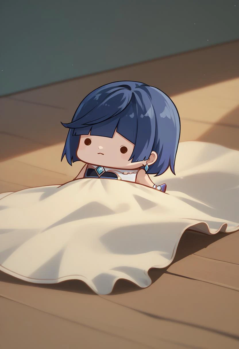 score_9, score_8_up, score_7_up, source_anime, 1girl, <lora:yelanxl:0.25>, yelanv11, short hair, bangs, blue hair, earrings, <lora:Phdpigeon_XLPD:1> chibi, dot eye, dress,