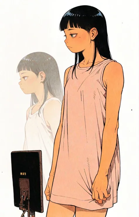 1girl,black hair,casual dress,solo,cowboy shot,obslete computers
white background,tatsuyuk,looking away
<lora:Perfect Hands:1>   <lora:age_slider_v4:-3>  <lora:tatsuyuk:0.8>, score_9, score_8_up, score_7_up, score_6_up, score_5_up, score_4_up,zPDXL