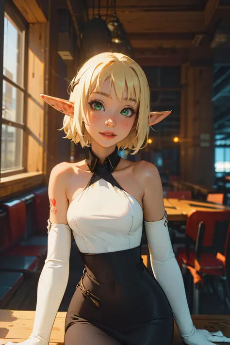 sexy, (detailed eyes), (detailed face), beautiful lady, (pov sitting across table:1.1), looking at viewer, sexy verdant dress, skin tight red, dress, blush, (naughty) (naughty smile:0.9), emerald eyes, blonde hair, (smiling:0.9)
(mystical tattoo:0.9), (neck tattoo), ((narrow waist)), skinny, thin, (fit body:1.1), (perfect proportions:0.8), (perfect anatomy:0.8), red lipstick,
(cowboy shot:1.1),
(shiny skin)
<lora:Evangelynev1:0.5>, evangelyneold, 1girl, pointy ears, blonde hair, solo, elf, green eyes, gloves, bare shoulders, short hair, blush, freckles, hair ornament,
BREAK,
good hands, detailed hands, anatomical hands,
(beautiful composition:1.1), masterpiece, fantasy, sexy, petite, soft glow, polished, clean image, <lora:epi_noiseoffset2:1> gorgeous, stunning, triadic colors, high contrast, Vivid color, dark,
<lora:CONCEPT_pov_dating_ownwaifu:1> (concept_pov_dating_ownwaifu:1.1), www.ownwaifu.com, 1girl, solo, looking at viewer, breasts, sitting at table <lora:more_details:0.2>, perfect teeth,, (volumetric lighting), (dynamic lighiting), godrays, Rembrandt lighting, real shadows, intricate detail, photorealistic, photograph, photo, dlsr, Fuji Film, extremely high detail, detailed skin texture, (blush:0.2), (goosebumps:0.3), subsurface scattering