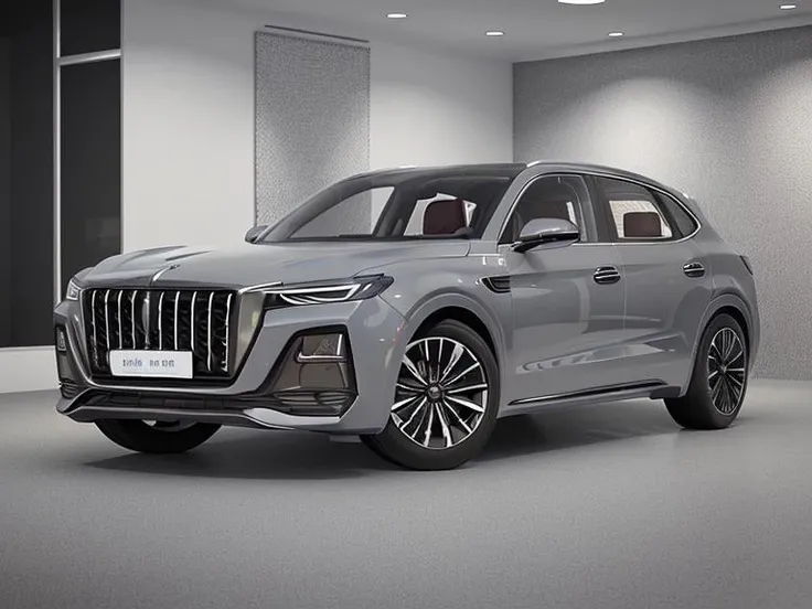 ((best quality)),((masterpiece)),((realistic)),one autohome_car(hqhs5) car <lora:autohomeHQHS5_1.0:0.8> ,indoors ,modern art on the wall,luxury decoration,Studio level lighting,gray floor,3d render,a computer rendering,photorealism,
