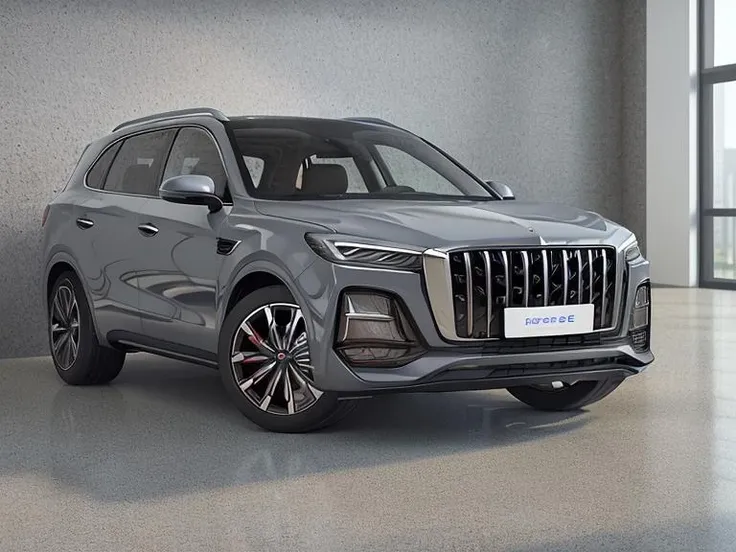 ((best quality)),((masterpiece)),((realistic)),one autohome_car(hqhs5) car <lora:autohomeHQHS5_1.0:0.8> ,indoors ,modern art on the wall,luxury decoration,Studio level lighting,gray floor,3d render,a computer rendering,photorealism,