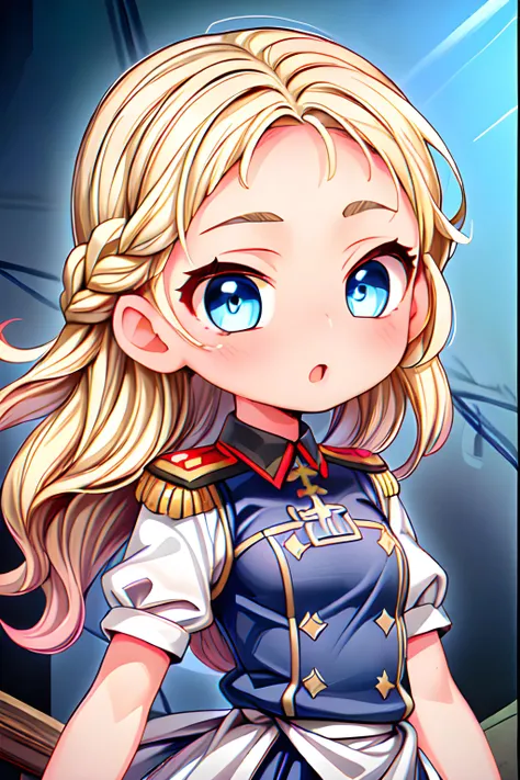 Heidi Velochek (female, teen, long braided blonde hair, blue eyes, Russian, small bust) formal military dress, (MasterPiece) (Highly Detailed) (4k)