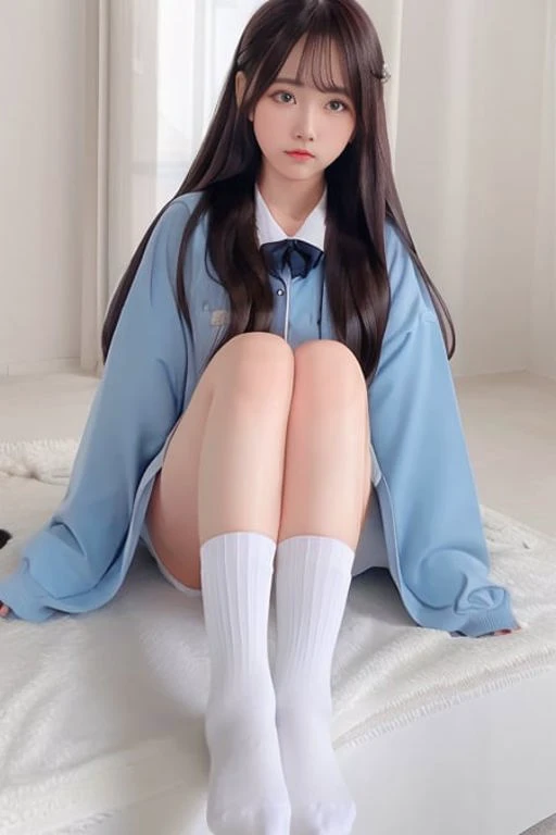 masterpiece, 1girl, long_hair, looking_at_viewer, no_shoes, sitting, legs, socks, white_socks, solo, zoom_layer <lora:whitesockslora:0.6> <lora:liyuuLora_liyuuV1:0.2> <lora:chilloutmixss_xss10:0.5>