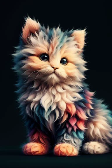 cute fluffy kitten, colorful  <lora:martius_fuzz:0.8>