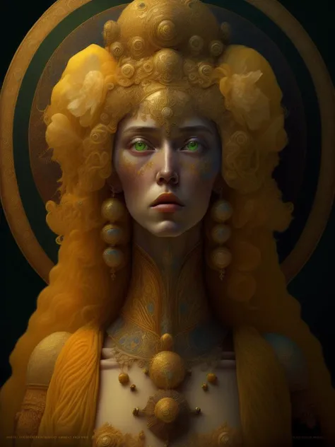 <lora:JamesC.Christensen:1>James Christensen,style, Jewish Woman , Supreme Beauty, goddess of the sun, exquisite detail, 30-megapixel, 4k, 85-mm-lens, sharp-focus, intricately-detailed, long exposure time, f/8, ISO 100, shutter-speed 1/125, diffuse-back-lighting, award-winning photograph, facing-camera, looking-into-camera, monovisions, elle, small-catchlight, low-contrast, High-sharpness, facial-symmetry, depth-of-field, golden-hour, ultra-detailed photography, shiny metal surface with intricate swirling mother of pearl inlays, raytraced, global illumination