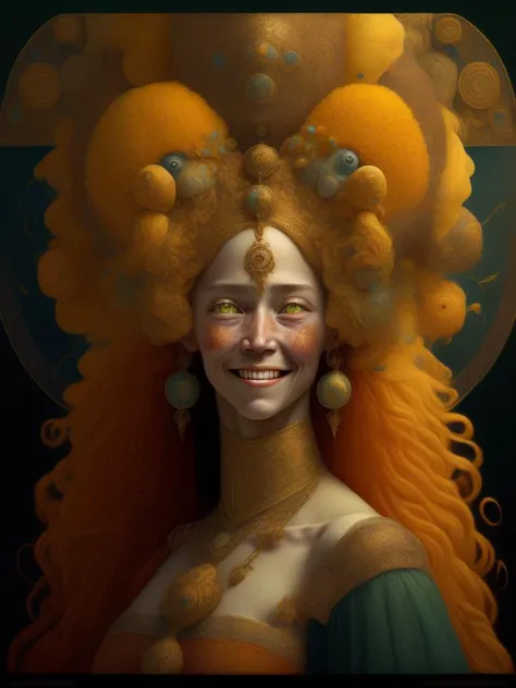 <lora:JamesC.Christensen:1>full color, very long hair, large eyes. ADHD, laughing, thoughtful girl by James Christensen