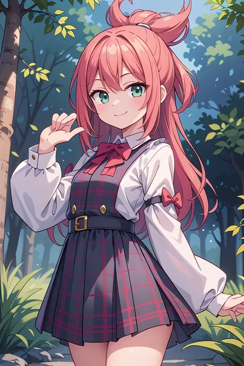 insanely detailed, absurdres, ultra-highres, ultra-detailed, best quality,
1girl, solo, nice hands, perfect hands
BREAK
jirai kei,plaid skirt, shirt, long sleeves, bow, blue skirt, white shoulder frilly shirt, outdoors, blue bow, long hair, (cleavage:-1.5)
BREAK
happy smile, laugh, closed mouth
BREAK
standing, cowboy shot, looking at viewer
BREAK
slender, kawaii, perfect symmetrical face, ultra cute girl, ultra cute face, ultra detailed eyes, ultra detailed hair, ultra cute, ultra beautiful
BREAK
in forest, depth of field, ultra detailed background
BREAK
medium large breasts
BREAK
orange hair, green eyes, topknot,