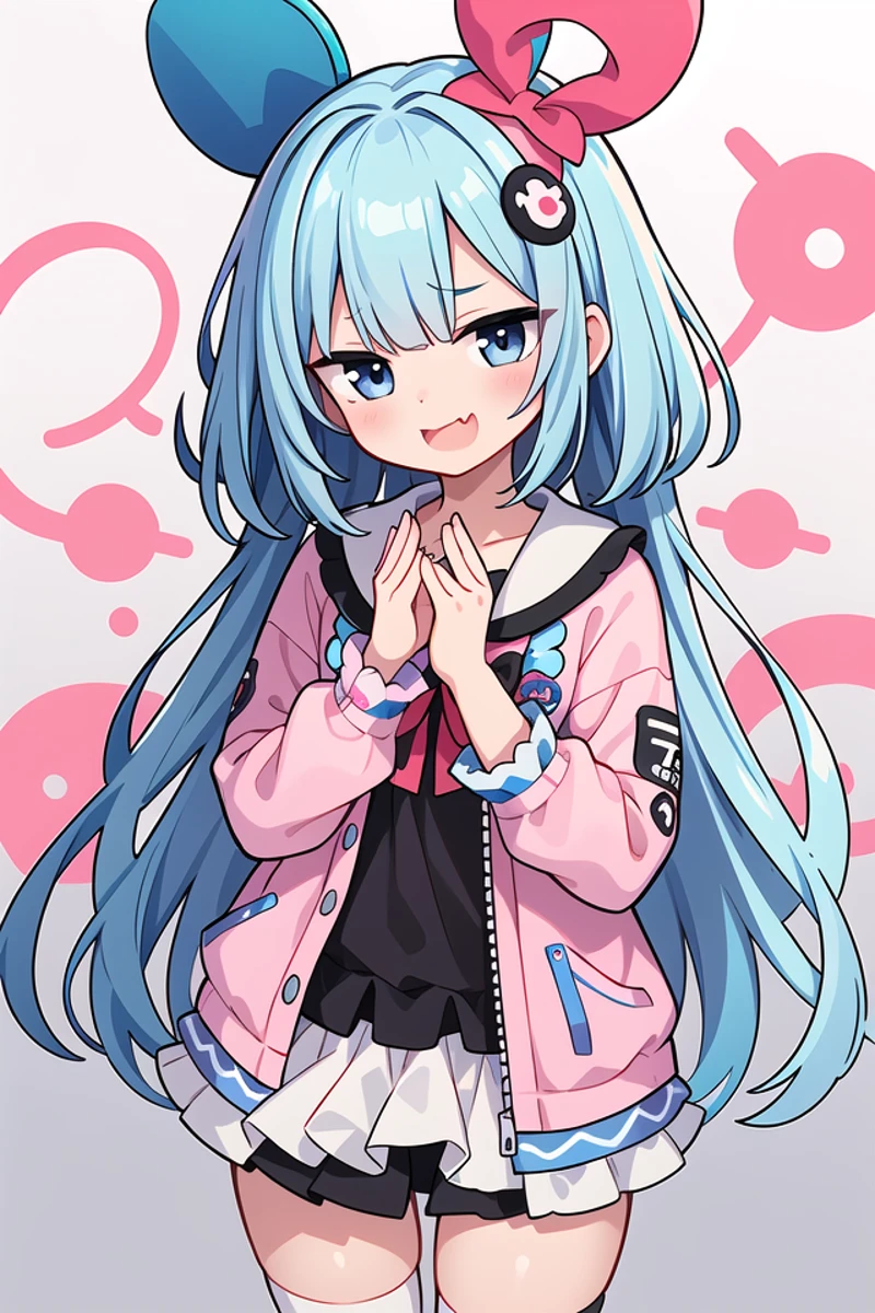 <lora:smugface_v100:1>
insanely detailed, absurdres, ultra-highres, ultra-detailed, best quality,
1girl, solo, nice hands, perfect hands
BREAK
(Harajuku-style Decora pank fashion:1.5), (girl with layered colorful clothing:1.3), (multiple hair clips),
knee-high socks with different patterns, carrying a plushie, standing in front of a graffiti wall
BREAK
(nsfw:-1.5)
BREAK
(nsfw:-1.5)
BREAK
smug, open mouth, fang
BREAK
standing, cowboy shot, looking at viewer
BREAK
slender, kawaii, perfect symmetrical face, ultra cute girl, ultra cute face, ultra detailed eyes, ultra detailed hair, ultra cute, ultra beautiful
BREAK
in schoolyard, depth of field, ultra detailed background
BREAK
green hair, black eyes, bob,