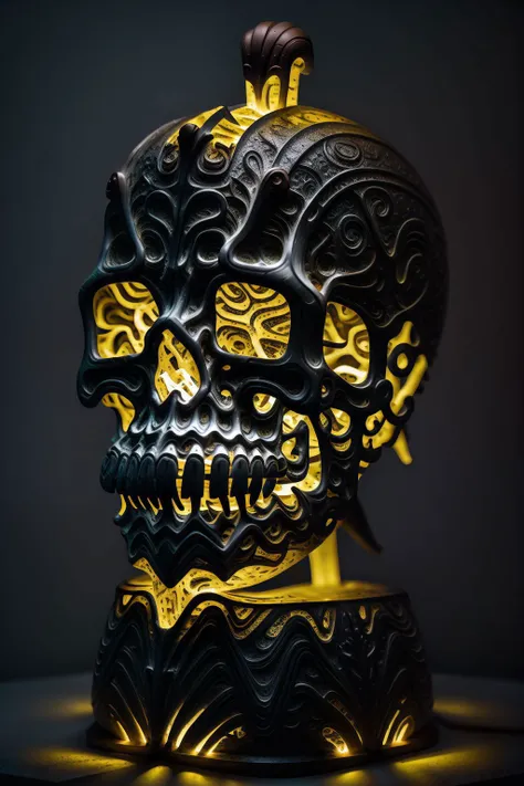 bronce bust, bronzecd <lora:realisticBronzeArt_v10:1> epoxy_skull <lora:glowingSkullLora_v10:1.46>