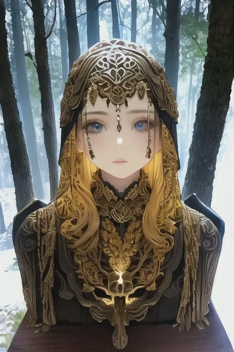 woman in a mythical forest, masterpiece, perfect face, intricate details, horror theme <lora:epoxy_skull:1> epoxy_skull