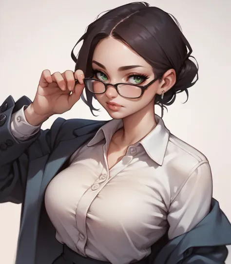 score_9, score_8_up, score_7_up, score_6_up, score_5_up, score_4_up, (source_anime), portrait, business woman, business suit, glasses, <lora:[GP]Thicc Style XL:0.7>