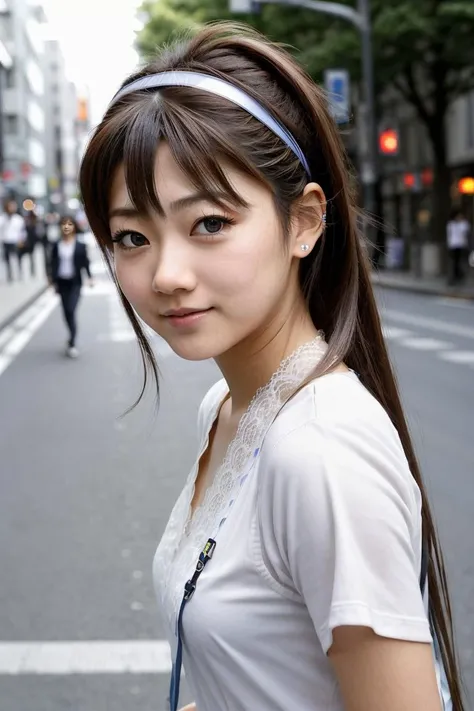 RAW portrait photo, embedding:KumaiYurina in busy Tokyo street, embedding:fcDetailPortrait