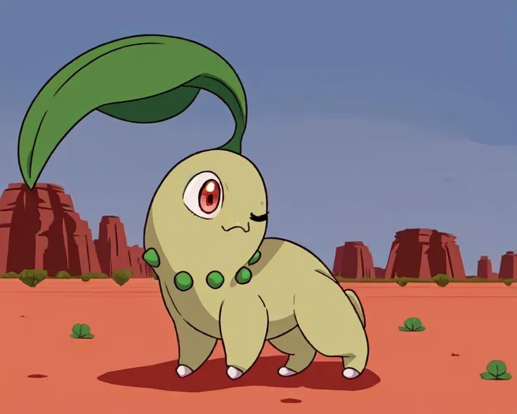 Chikorita_Pokemon, no humans, quadruped, desert, from behind, looking at viewer, open mouth
<lora:Chikorita_Pokemon:0.8>