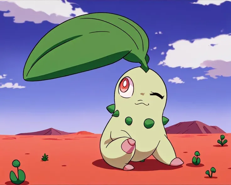 Chikorita_Pokemon, no humans, quadruped, desert, from behind, looking at viewer, open mouth
<lora:Chikorita_Pokemon:0.8>