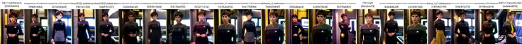 young woman in (black and yellow ds9st uniform),in dsnstation room, (brown hair), (brown eyes), pixie cut, 8k uhd, dslr, soft lighting, high quality, film grain,masterpiece quality,Fujifilm XT3, <lora:DS9_768V12:0.8>