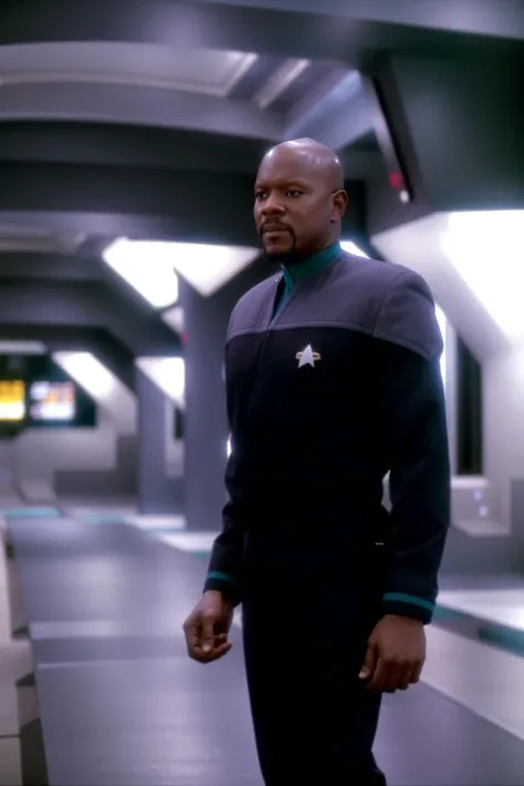 bssk in black and teal ds9st uniform,on dsnstation bridge, 8k uhd, dslr, soft lighting, high quality, film grain,masterpiece quality,Fujifilm XT3<lora:DS9_768V12:0.8>