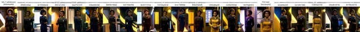 young woman in (black and yellow ds9st uniform),in dsnstation room, dark skin, (black hair), (brown eyes), afro, 8k uhd, dslr, soft lighting, high quality, film grain,masterpiece quality,Fujifilm XT3, <lora:DS9_768V12:0.8>