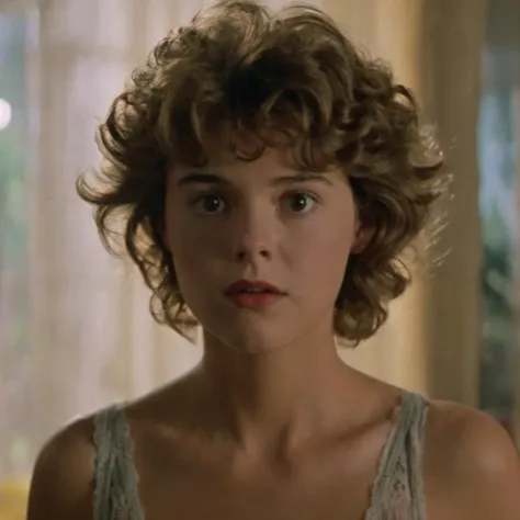Hyperrealistic art of <lora:Fright Night 1985 Film Style:1>
Cinematic Closeup Shot Film Footage captured by Panavision Cameras and Lenses, young Amy Peterson a naked short curly hair woman with a surprise look on her face looking at someone in a surprise look on herface in a room with blur background and perfect warm light on Fright Night 1985 Film Style, Extremely high-resolution details, photographic, realism pushed to extreme, fine texture, incredibly lifelike