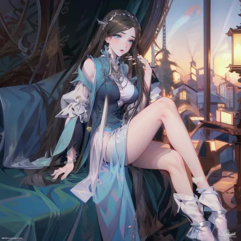 ((mature female, masterpiece, mistress, goddess)),((masterpiece: 1.2)),ultra-detailed, ultra high res, high quality, 4K, solo, 1girl,extreamly delicate and beautiful,illustration,masterpiece,(illustration),(highres),sitting