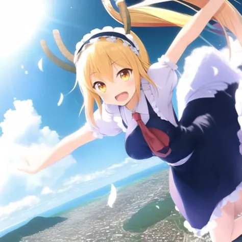 tohru, at the city, flying