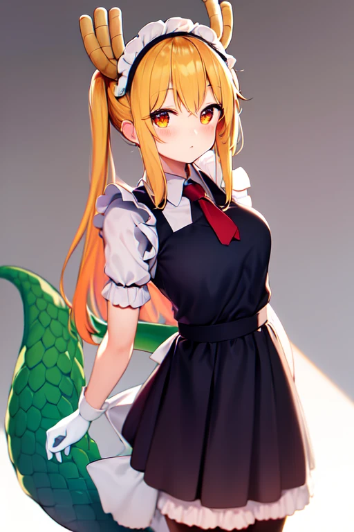 masterpiece, best quality, <lora:tohruKobayashiSanChiNo_v10:0.8>, tohru \(maidragon\), dress maid, dragons tail