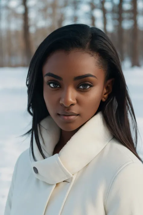 Minimalist style winter coat, face portrait, Calaveraa SG, (8k, RAW photo, best quality, masterpiece:1.2), (realistic, photo-realistic:1.37), best quality, ultra high res, (natural skin texture, hyperrealism, soft light, sharp:1.2), (high contrast:1.1), (intense:1.1), (detailed:1.1), (highest quality, (analog:1.2), (high sharpness), real shadow, photographed by Canon EOS R6, 135mm, 1/1250s, f/2.8, ISO 400, . Simple, clean, uncluttered, modern, elegant