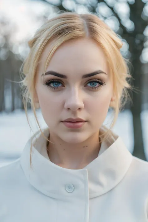 Minimalist style winter coat, face portrait, Eveowl SG, (8k, RAW photo, best quality, masterpiece:1.2), (realistic, photo-realistic:1.37), best quality, ultra high res, (natural skin texture, hyperrealism, soft light, sharp:1.2), (high contrast:1.1), (intense:1.1), (detailed:1.1), (highest quality, (analog:1.2), (high sharpness), real shadow, photographed by Canon EOS R6, 135mm, 1/1250s, f/2.8, ISO 400, . Simple, clean, uncluttered, modern, elegant