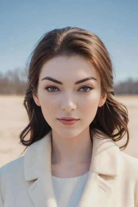 Minimalist style winter coat, face portrait, Halz SG, (8k, RAW photo, best quality, masterpiece:1.2), (realistic, photo-realistic:1.37), best quality, ultra high res, (natural skin texture, hyperrealism, soft light, sharp:1.2), (high contrast:1.1), (intense:1.1), (detailed:1.1), (highest quality, (analog:1.2), (high sharpness), real shadow, photographed by Canon EOS R6, 135mm, 1/1250s, f/2.8, ISO 400, . Simple, clean, uncluttered, modern, elegant