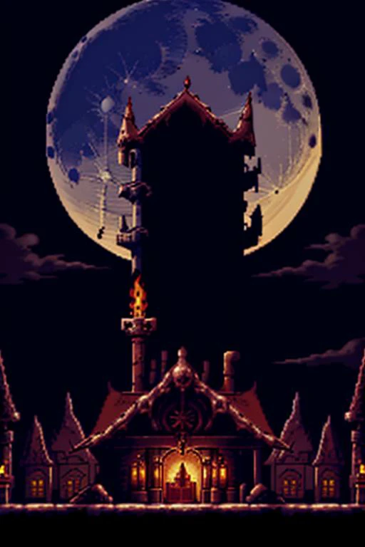 <lora:SNES Demons Crest Style - V4-000006:0.5> Demon's_Crest_Style, SNES, pixel_art, gothic aesthetics, night time, torches, destroyed architecture, clouds, full moon, moonlight, bones, red demon,, highest quality, highest quality visuals, highest details,