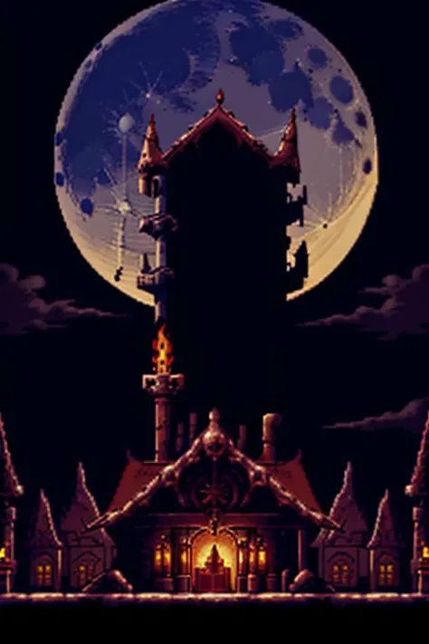<lora:SNES Demons Crest Style - V4-000006:0.5> Demon's_Crest_Style, SNES, pixel_art, gothic aesthetics, night time, torches, destroyed architecture, clouds, full moon, moonlight, bones, red demon,, highest quality, highest quality visuals, highest details,
