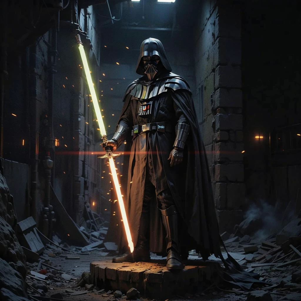 weapon, sword, lightsaber, energy sword, 1boy, male focus, cape, belt, solo, hood, mask, armor, standing, ws7,
Best quality,masterpiece,ultra high res,<lora:ws7:0.7>,
