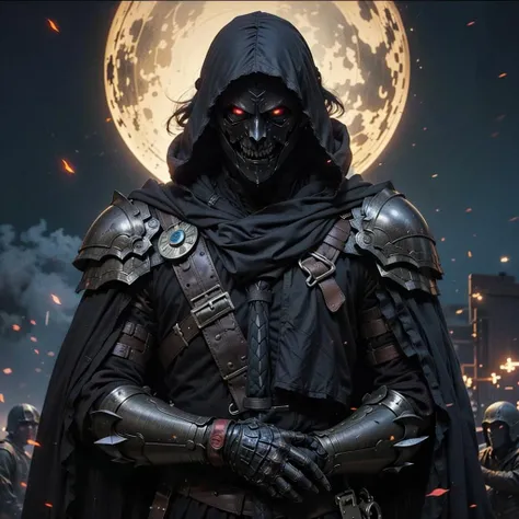 a rogue human spy,investigative,silent, with a scary animal mask,dark,fear,dark.d&d,rpg --auto