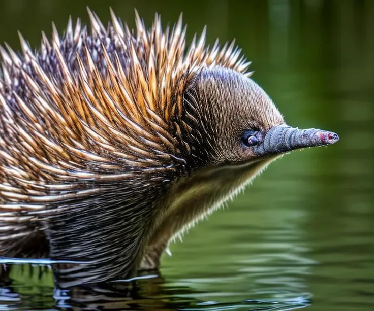 wjqechidna in water, sharp focused award winning photo, <lora:wjqechidna-12:1>