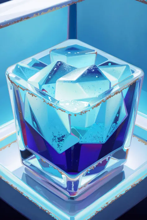 masterpiece, best quality, ultra-detailed, (RAW photo, realistic, photo), close-up of ice cubes in a freezer, frost, 8k uhd, dslr, (realistic), film grain