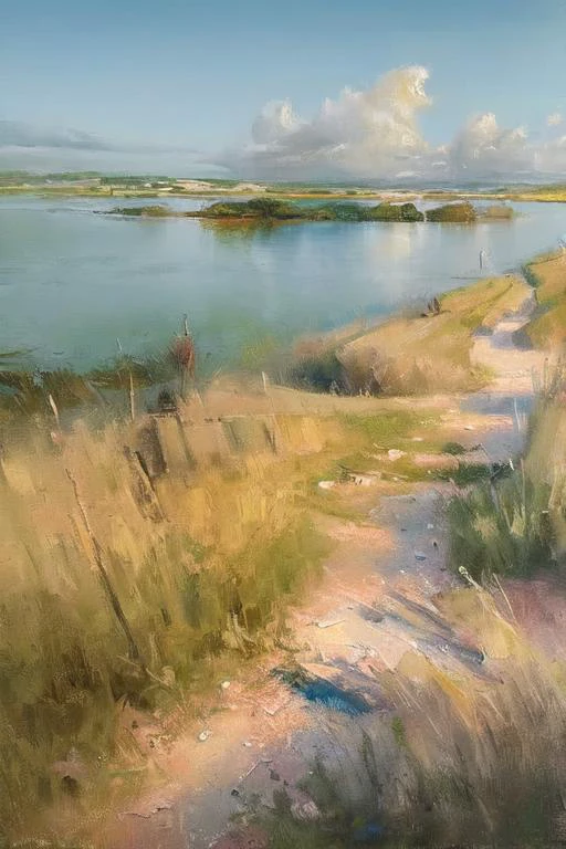 (masterpiece, realistic:1.3),
estuary, sky, reeds, landscape, oil painting, detailed, 4k texture, <lora:bichu-v0612:0.7>
