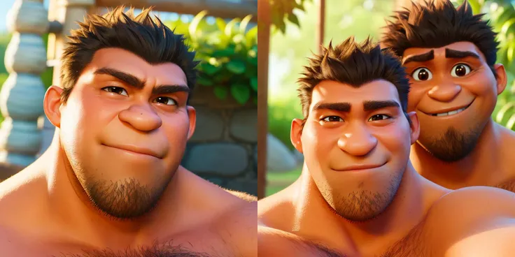 <lora:Grug_Crood_05:0.6>
(masterpiece), (best quality),
1boy, Grug_Crood, solo, primitive, short hair, big nose, muscle, happy,
(shirtless:1.3), portrait close-up,
PIXAR, CARTOON, (Smooth:1.2),