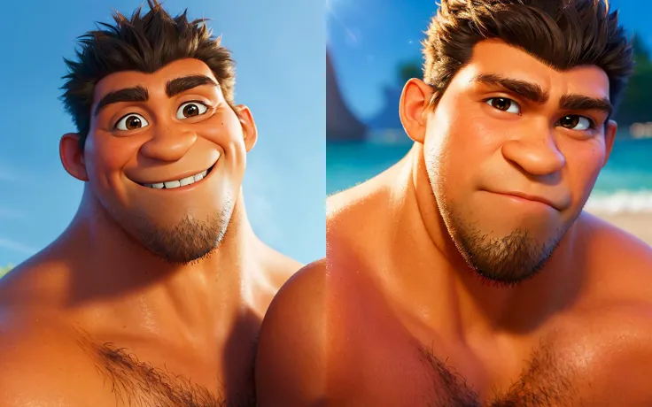 <lora:Grug_Crood_05:0.6>
(masterpiece), (best quality),
1boy, Grug_Crood, solo, primitive, short hair, big nose, muscle, happy,
(shirtless:1.3), portrait close-up,
PIXAR, CARTOON, (Smooth:1.2),