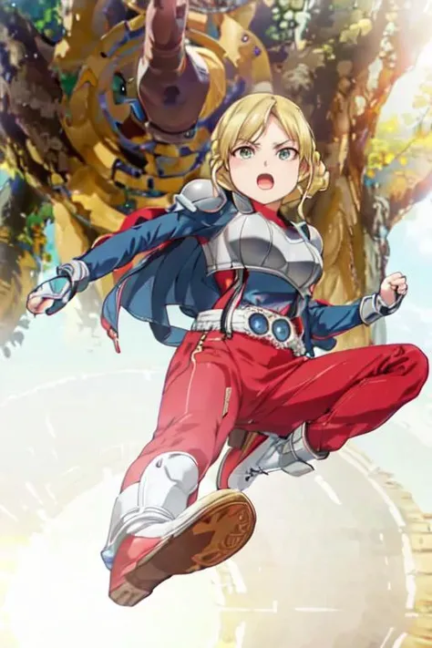 <lora:0012Pbbfran:1>,bbfran,dress,armor,<lora:RiderKick-10:0.9>, rider kick,rider belt,jumpsuit,serious,shouting,solo,