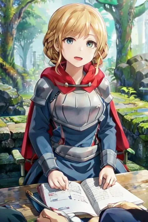 <lora:0012Pbbfran:1>,bbfran,solo,<lora:PovStudy:0.7>,PovStudy,dress,armor,cape,