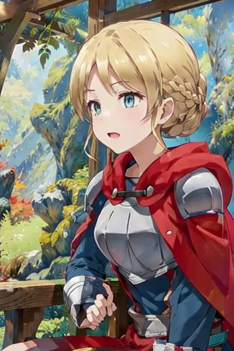 <lora:0012Pbbfran:1>,bbfran,solo,dress,armor,cape,<lora:MountainScenery:1>, hotakadake,1girl,in autumn,