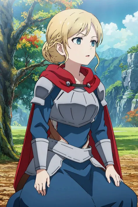 <lora:0012Pbbfran:1>,bbfran,solo,dress,armor,cape,in autumn,