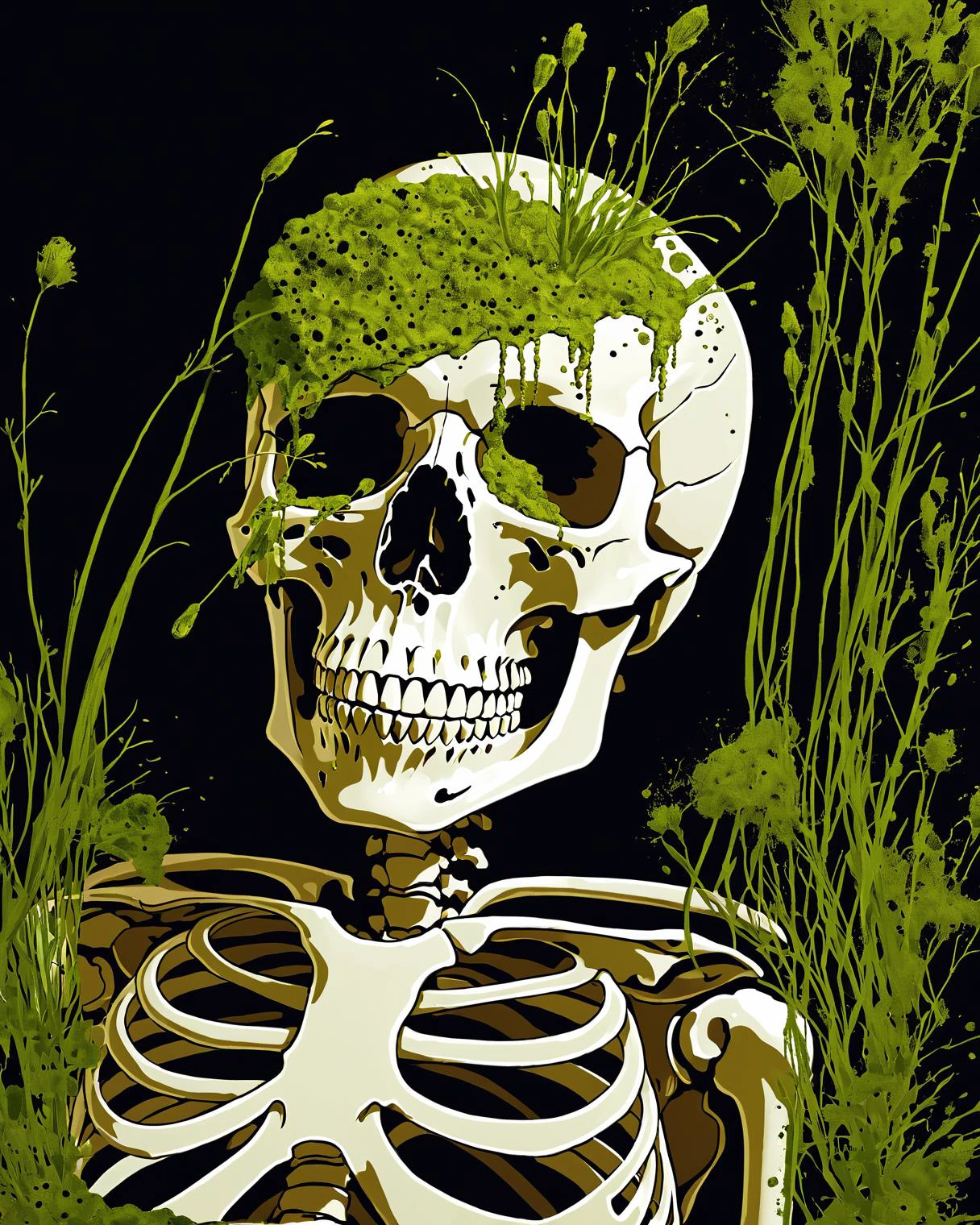 <lora:OMG-Is-DucHaiten_v1.0:0.45>, by Mike Hoffman, <lora:Vikings_Creepy_Skeleton_Crew:1> skeleton pirate captain, mold, algae,