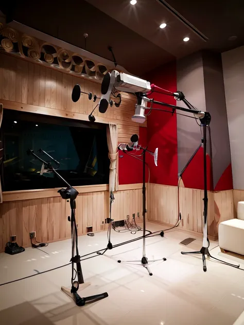 masterpiece, best quality, ultra-detailed, illustration,
recbooth, curtains, window, indoors, door, scenery, lamp, chair, light, microphone, microphone stand, monitor,
<lora:recording_studio:1>