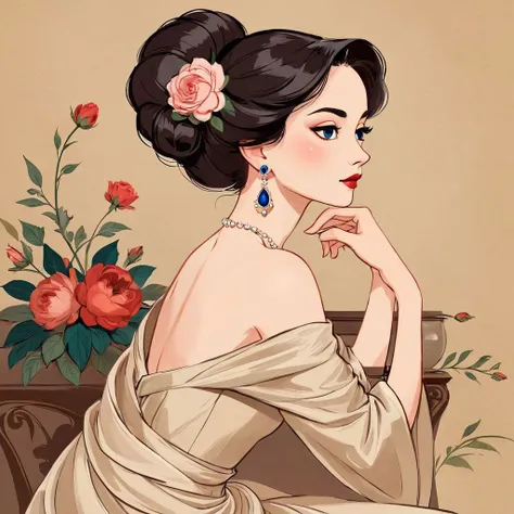 artful depiction of an elegant woman ,,