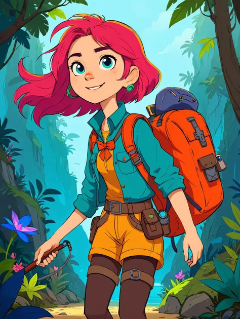 beautiful explorer, 2d character, vivid colors, trending on artstation