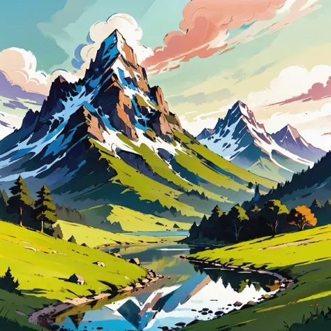 landscape of a mountain <lora:pixelbuildings128-v2:0.2>