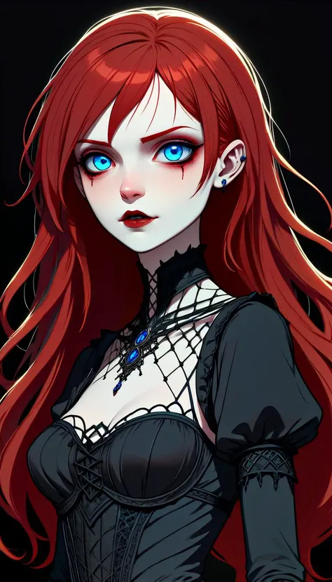 Positiv Clip L
lineart, masterpice, half body, nsfw, nacked skinny, Gothic, woman, beautiful blue eyes, red hair
Positive Clip G
lineart, masterpice, an impressive half body shot of a skinny Gothic woman with beautiful blue eyes and red hair, with that captivates the viewer.
---------