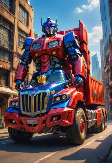 optimus prime transformers,truck version, photography, highly detailed, 8K, HDR, photorealism, naturalistic, lifelike, raw photo,H effect,real_booster